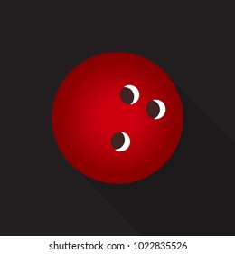 Bowling ball icon in flat style isolated vector illustration on black transparent background.