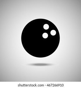 Bowling ball icon. Flat style. Grey background. Vector illustration.