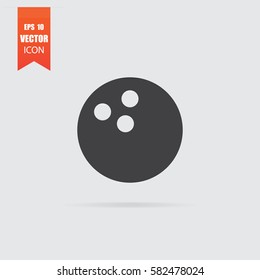 Bowling ball icon in flat style isolated on grey background. For your design, logo. Vector illustration.