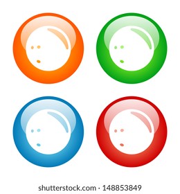 Bowling Ball Icon in Four Colors.  Vector format, colors can be easily adjusted.