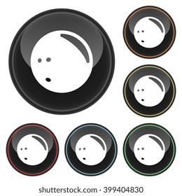 Bowling Ball Icon Glossy Button Icon Set in With Various Color Highlights