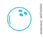 Bowling ball icon. Isolated on white background. Blue icon 