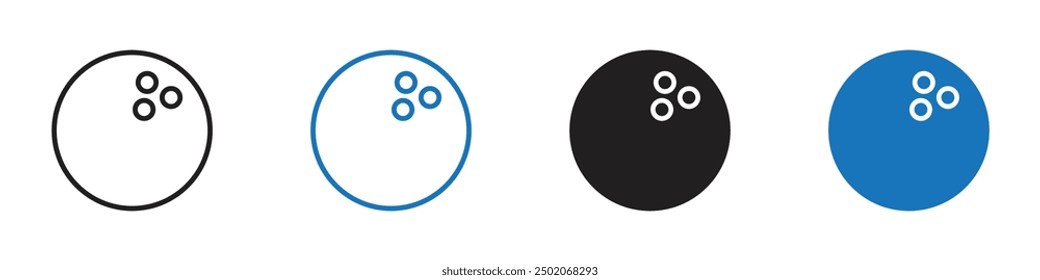 Bowling ball icon linear thin line icon graphics set