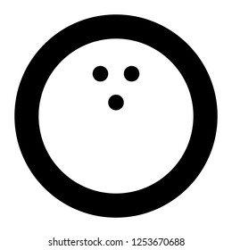 Bowling ball icon on black circle. White background