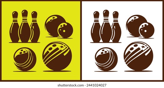 bowling ball icon set bowling ball symbol collection Vector illustration