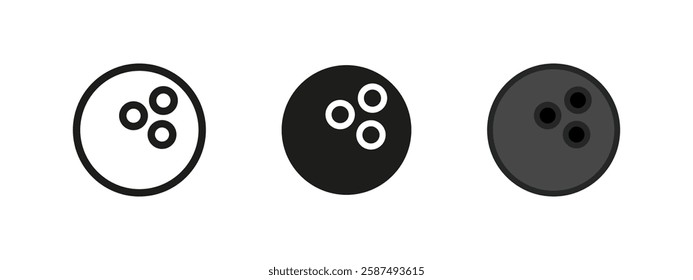 Bowling ball icon. Sport game symbol. Bowling ball vector illustration. Strike sign. Bowling alley equipment pictogram. Recreation and tournament concept. Team activity isolated design.