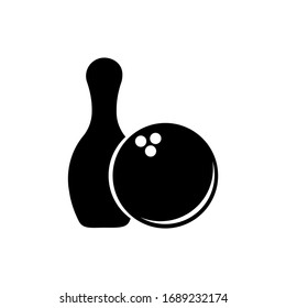 Bowling ball icon vector in black on an isolated white background. EPS 10.