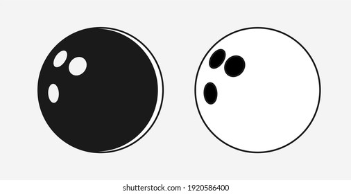 Bowling Ball Icon Vector Black Silhouette And Outline