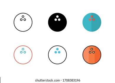 bowling ball icon vector illustration with different style design. isolated on white background