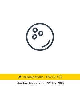 Bowling Ball Icon / Vector - In Line / Stroke Design