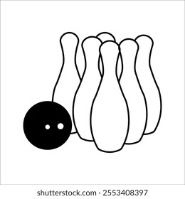 bowling ball icon vector line icon for website, mobile, presentation and logo design.