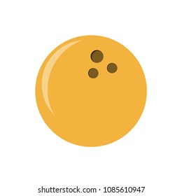 Bowling ball icon. Yellow ball. Bowling game. Flat design. Vector.