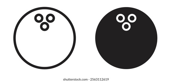 Bowling ball icons in black line and filled versions