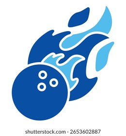 Bowling Ball Icons In Blue Style, Vector Illustration