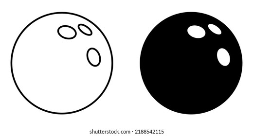 Bowling ball icons set. Bowling ball isolated icon. Black vector illustration.