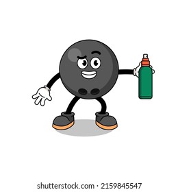 bowling ball illustration cartoon holding mosquito repellent , character design