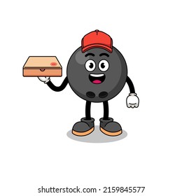 bowling ball illustration as a pizza deliveryman , character design