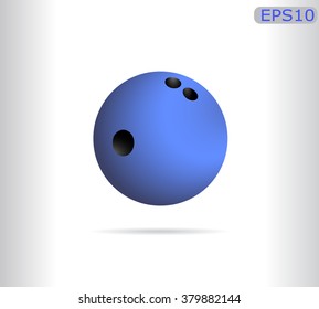 Bowling Ball isolated blue color with shadow.Vector illustration