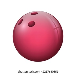 Bowling ball isolated on white background, sports accessory with holes for fingers, equipment for playing game, championship or competition. Realistic vector illustration