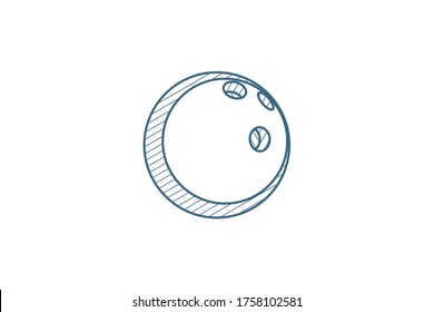 bowling ball isometric icon. 3d vector illustration. Isolated line art technical drawing. Editable stroke