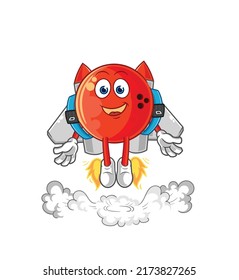 the bowling ball with jetpack mascot. cartoon vector