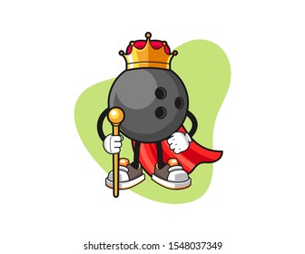 Bowling ball king cartoon. Mascot Character vector.