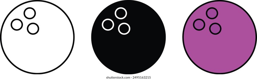 Bowling Ball in lined, isolated and colored style. Vector illustration