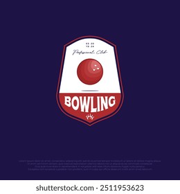 bowling ball logo icon symbol with red and white color. bowling ball logo template illustration design for team and club