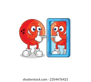 the bowling ball looking into mirror cartoon. cartoon mascot vector