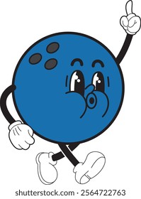 BOWLING BALL MASCOT VINTAGE CARTOON RETRO