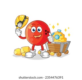 the bowling ball miner with gold character. cartoon mascot vector
