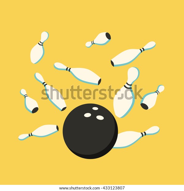 Bowling Ball Motion Scatter Pins Vector Sports Recreation