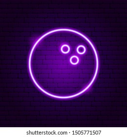 Bowling Ball Neon Sign. Vector Illustration of Sport Promotion.