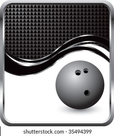 bowling ball on black halftone wave background