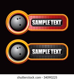bowling ball on colored diamond banners