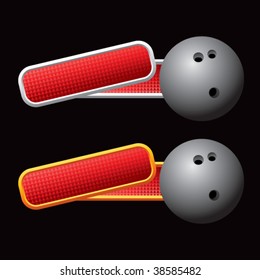bowling ball on colored tilted banners