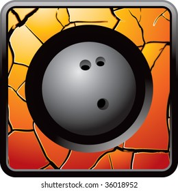 bowling ball on cracked web icon