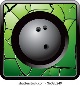 bowling ball on cracked web icon