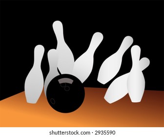 Bowling ball on fire hitting pins