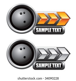 bowling ball on glossy arrow web button
