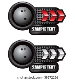 bowling ball on glossy arrow web button