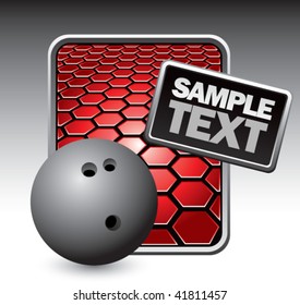 Bowlingball auf Werbung mit rotem Hexagon