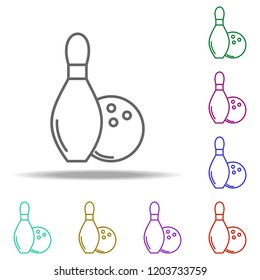 bowling and bowling ball outline icon. Elements of Sport in multi color style icons. Simple icon for websites, web design, mobile app, info graphics