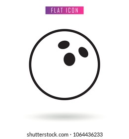 Bowling Ball Outline Vector Flat Icon