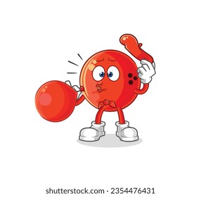 the bowling ball pantomime blowing balloon. cartoon mascot vector