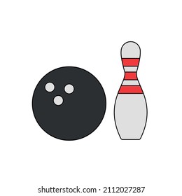 a bowling ball and a bowling pin