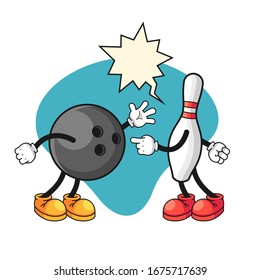 Bowling ball and pin doing argument