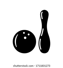 Bowling ball and pin flat icon for apps and websites