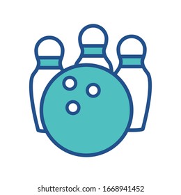 bowling ball and pin icon design, flat style icon collection