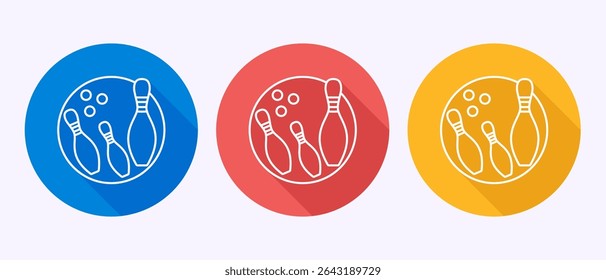 Bowling ball and pin icon design illustration, Bowling sign symbol in shadow button design